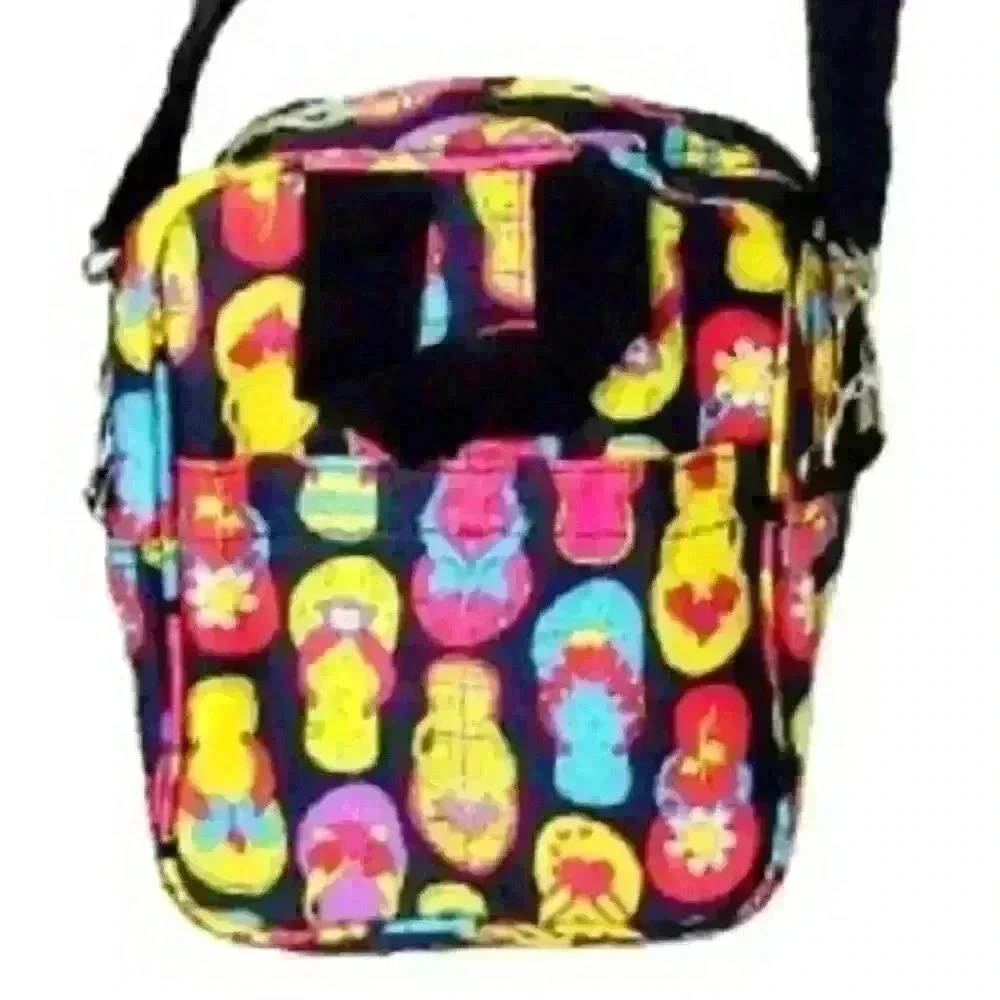 Micro Small Multi Use BACKPACK Many pockets ZIP Close FLIP FLOPS print Lunch Box